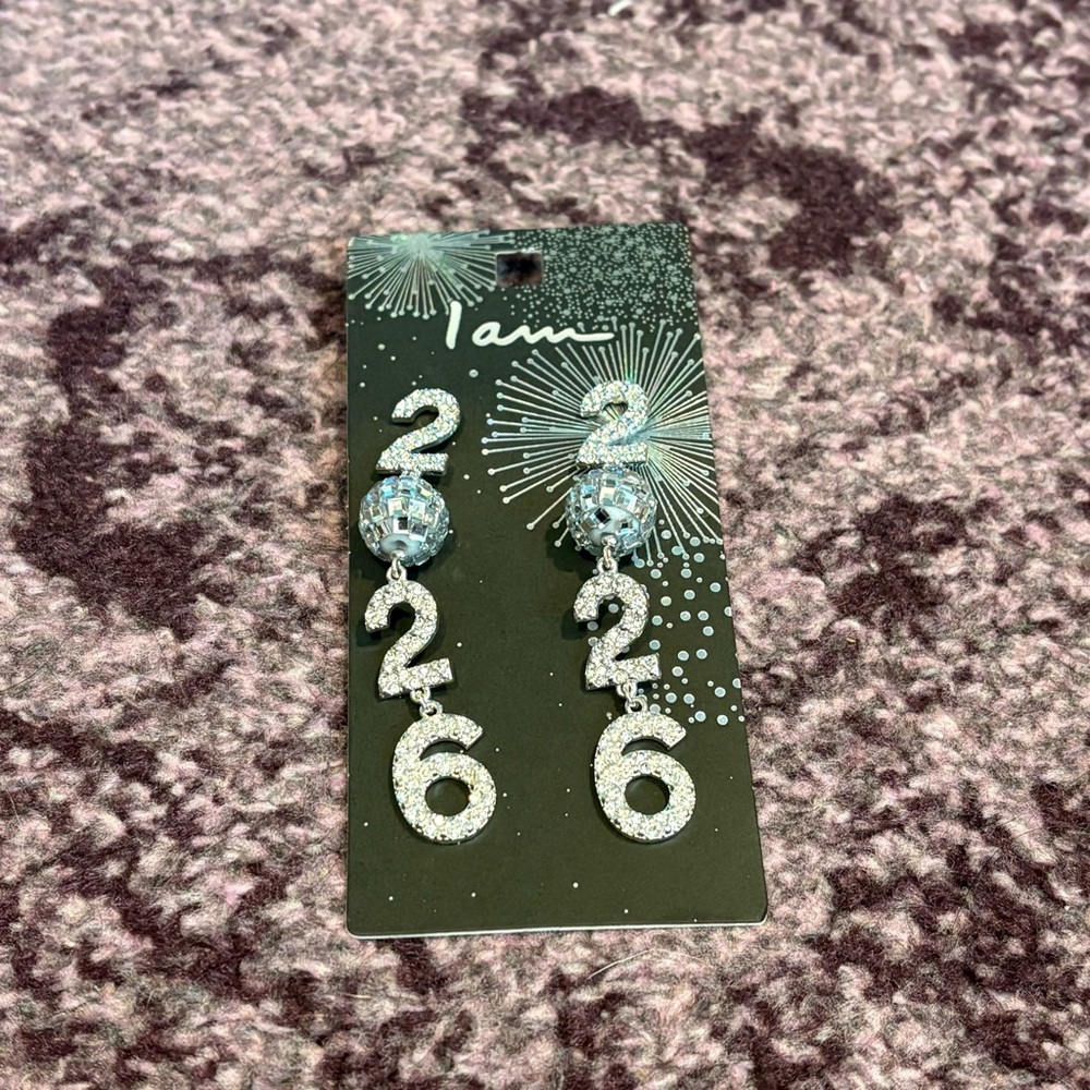 NEW * I Am CVS Silver Dangle Earrings Sparkle 2026 Bling Graduation Wedding Fun